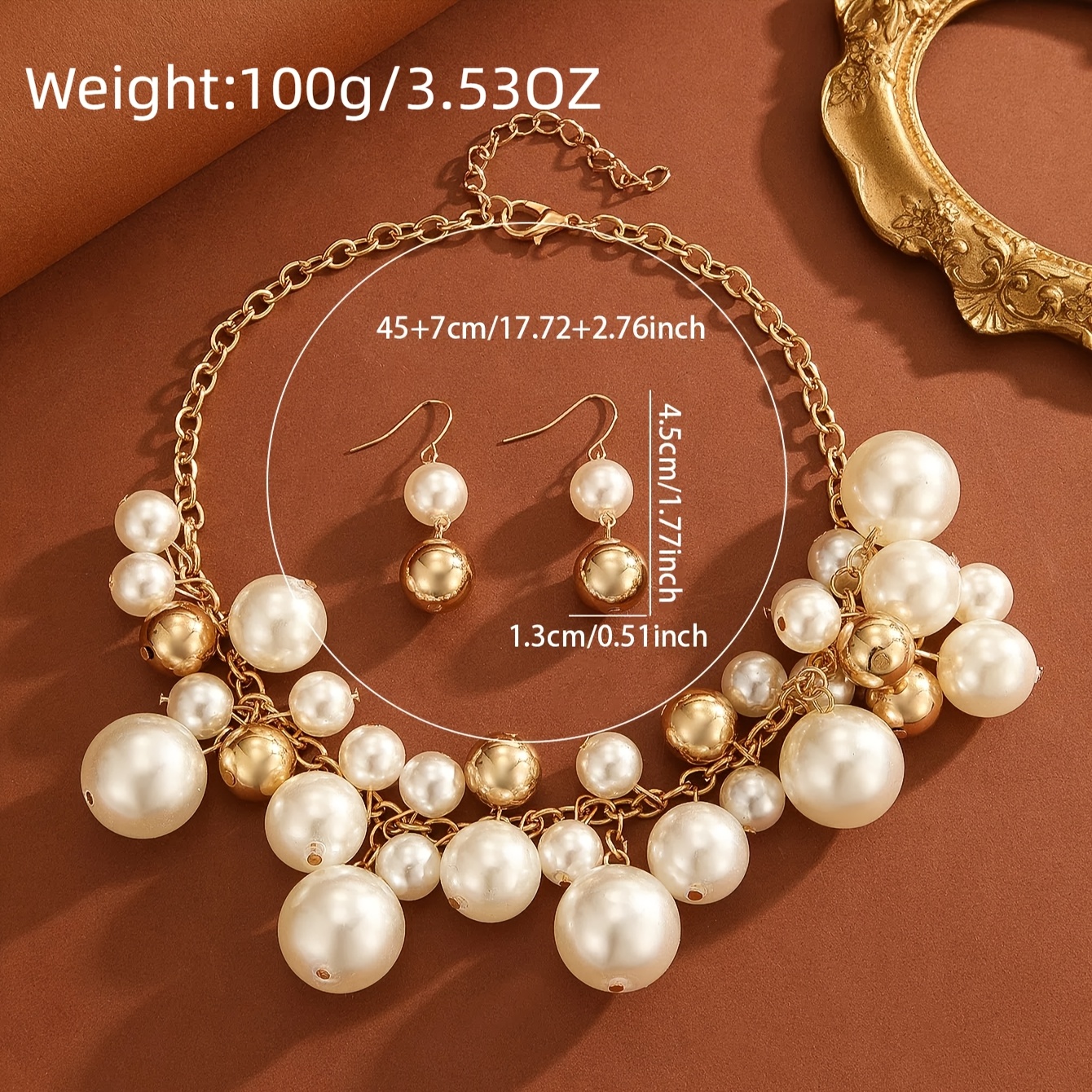 Faux Necklace & Earring Set - Stylish Sweater Chain Accessories